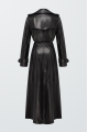 Women's black trench coat made of genuine leather