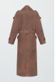 Stylish trench coat made of calfskin in VINTAGE style in brown color