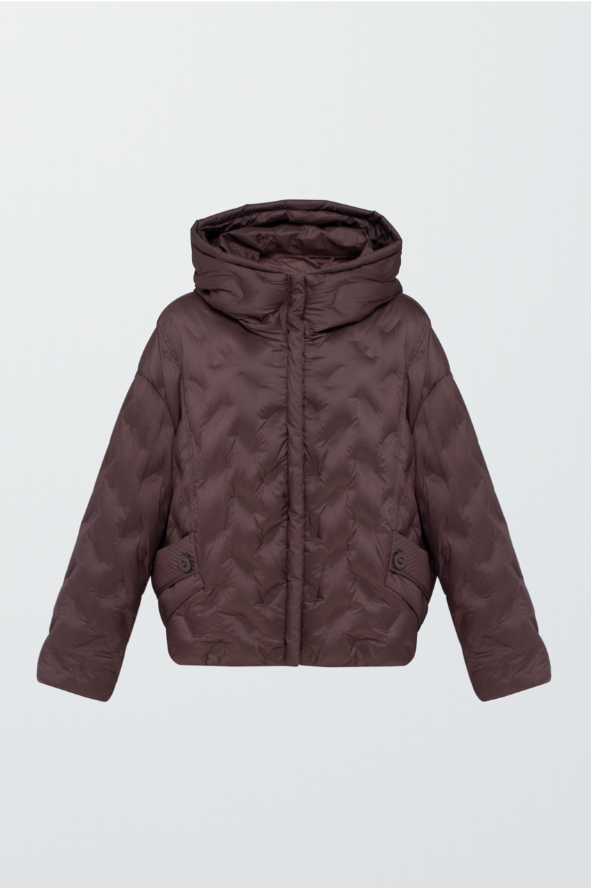 Brown down jacket with natural filling