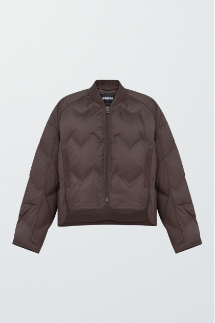 Short brown down jacket with natural filling