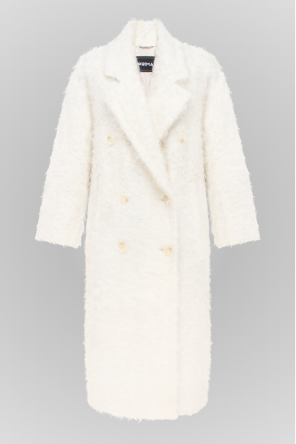 Long women's coat of white color