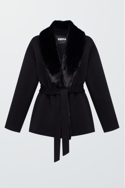 Black coat with mink collar
