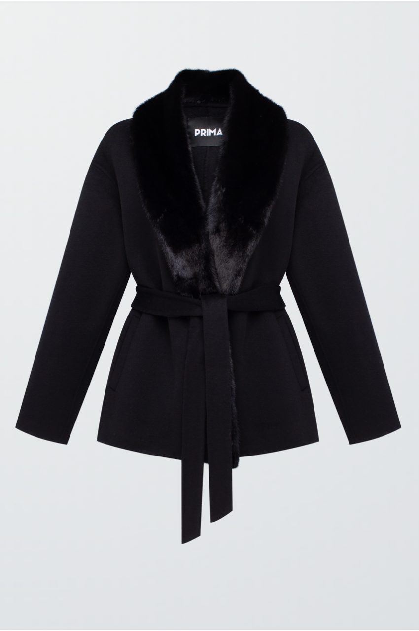 Black coat with mink collar
