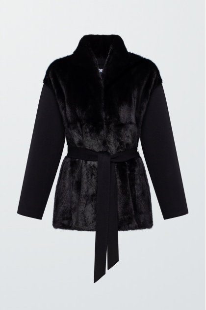 Black mink fur coat