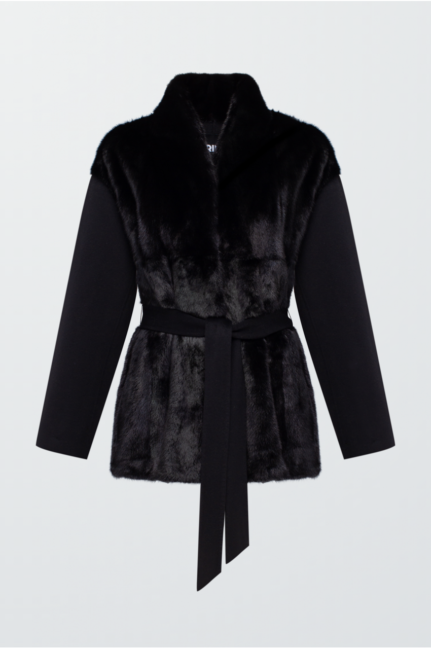 Black mink fur coat