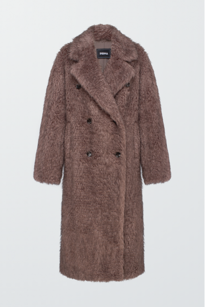 Stylish brown coat made of eco-fur