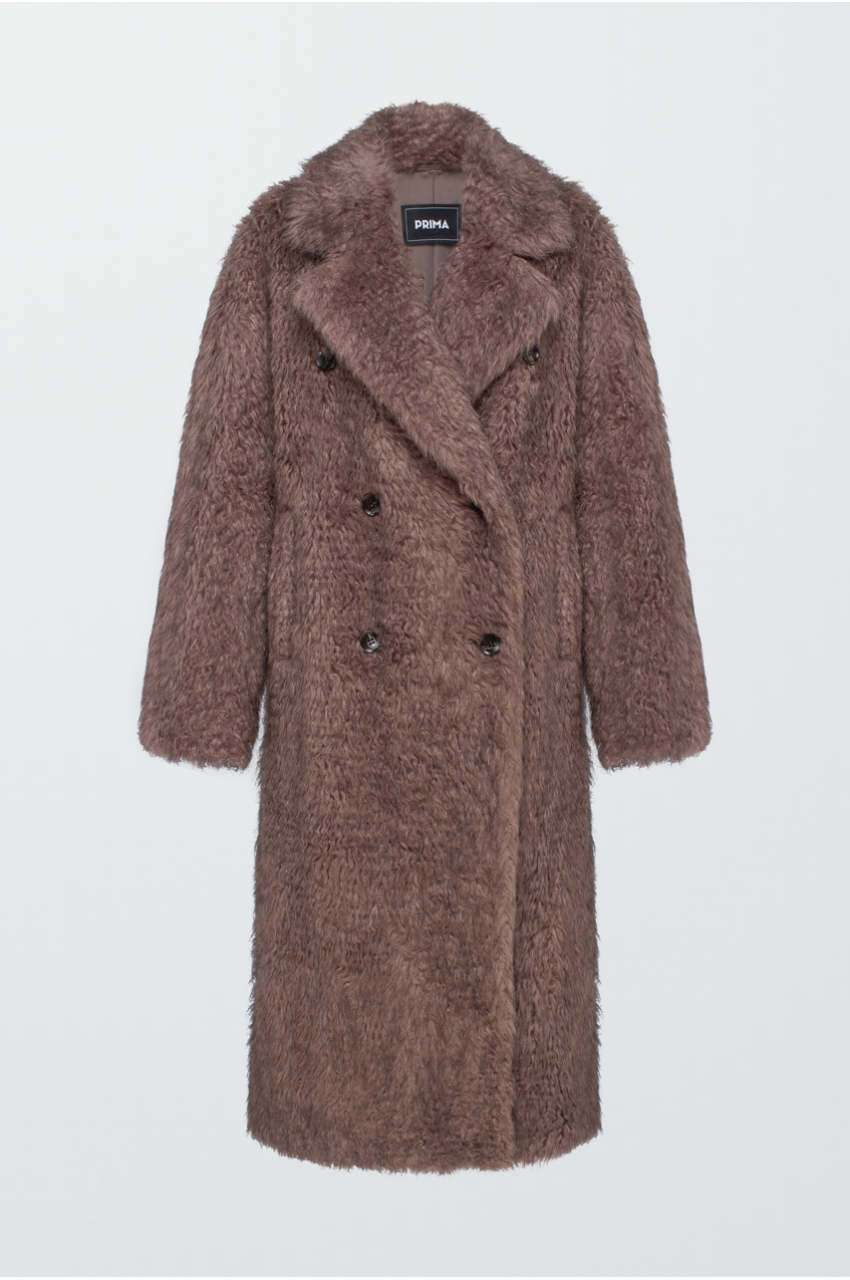 Stylish brown coat made of eco-fur