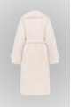 Long milky-colored coat made of eco-fur
