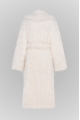 Long coat made of milky eco-fur
