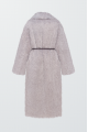 Long coat with eco fur in gray color