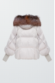 White down jacket with red fox fur