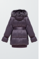 Women's amethyst-colored down jacket with fox fur