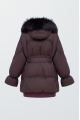 Women's dark chocolate down jacket with fox fur