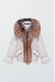 White down jacket with red fox fur