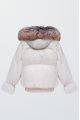 White down jacket with red fox fur