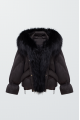 Stylish black down jacket with fox fur