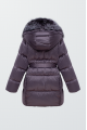 Women's amethyst-colored down jacket with fox fur