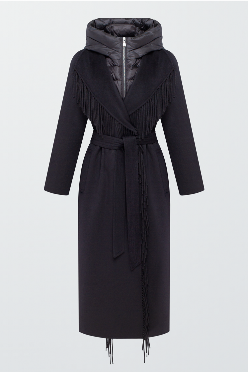 Long down coat of black color