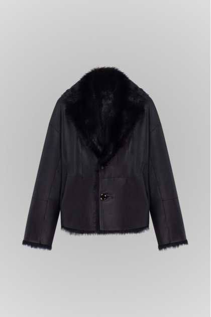 Double-sided black Tuscan sheepskin coat