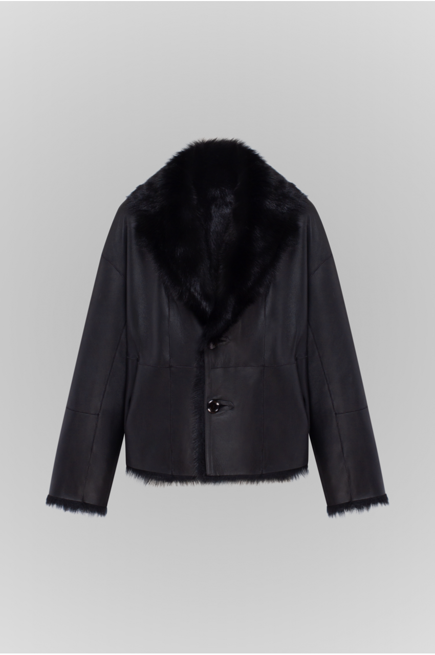 Double-sided black Tuscan sheepskin coat