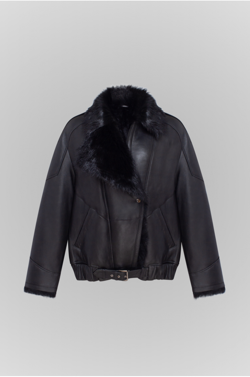 Black Tuscan sheepskin coat