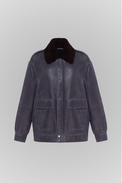 Graphite sheepskin coat in VINTAGE style