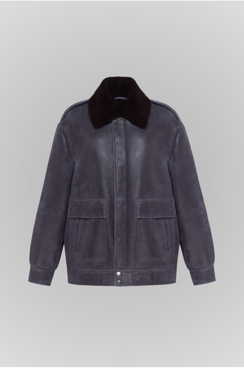Graphite sheepskin coat in VINTAGE style