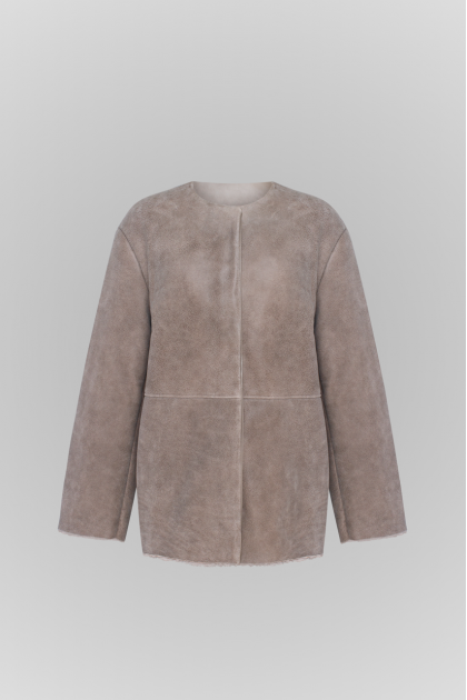 Gray sheepskin coat in VINTAGE style