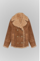 Brown suede sheepskin coat made of natural sheepskin
