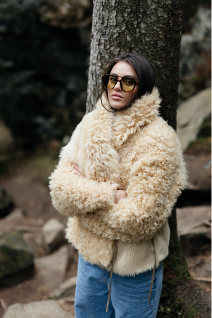 Women's beige sheepskin coat