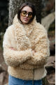 Women's beige sheepskin coat