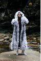 Long white Canadian fox fur coat with hood