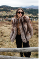 Stylish brown fox fur coat