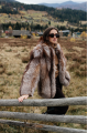 Stylish brown fox fur coat