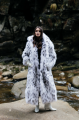 Long white Canadian fox fur coat with hood