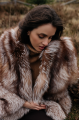 Stylish brown fox fur coat