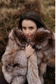 Stylish brown fox fur coat