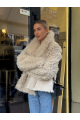 Women's double-sided sheepskin coat in beige color