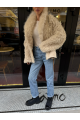 Women's double-sided sheepskin coat in beige color
