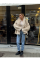 Women's double-sided sheepskin coat in beige color