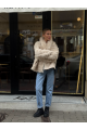 Women's double-sided sheepskin coat in beige color