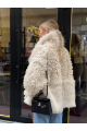 Women's double-sided sheepskin coat in beige color