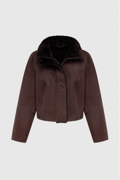 Dark chocolate suede merino sheepskin coat