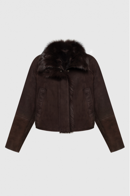 Dark chocolate suede sheepskin coat from Tuscan sheep