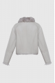 Short sheepskin coat made of natural sheepskin in gray color