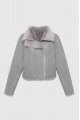 Short sheepskin coat made of Tuscan sheepskin in gray color