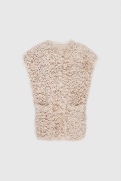 Beige natural sheepskin vest
