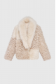 Women's double-sided sheepskin coat in beige color