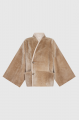 Women's double-sided beige sheepskin coat made of merino sheep