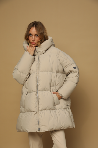 OVERSIZE beige down jacket